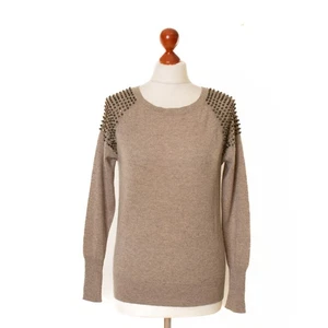 Suéter HALÓGENO para mujer beige 100 % cachemir talla XS 9047 - Imagen 1 de 7