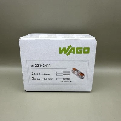 WAGO 221-2411 (60 Stück) 2-Leiter-Klemme Durchgangsverbinder Klemme mit Hebel - Bild 1 von 4