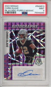 2022 Panini Mosaic Rookie Autographs Mosaic Chris Olave Purple Mosaic Prizm /49 - Picture 1 of 2