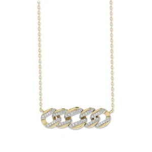 Natural Diamond Women's Cuban Link Pendant 1/4 CTTW Round Cut Diamond 925 Silver - Picture 1 of 4