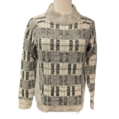 Melrose and Market Gray Black Plaid Mock Turtleneck Sweater Knit Cotton Blend XS - Image 1 of 4
