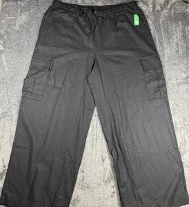 New GAP For Good Linen Pull on Drawstring Cargo Black Pants 2XL - Picture 1 of 13