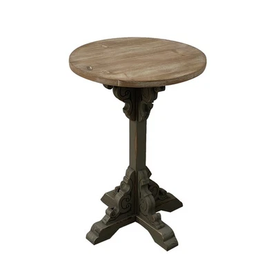 Country Blue Scrollwork End Table Vintage Aged Finish 23 Inches Tall - Image 1 of 4