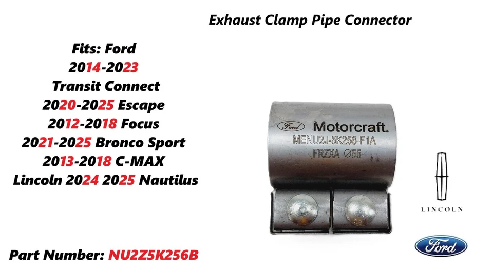 Conector de tubo de abrazadera de escape Ford Transit Connect 2014-2023 NU2Z5K256B Foto 1 de 4