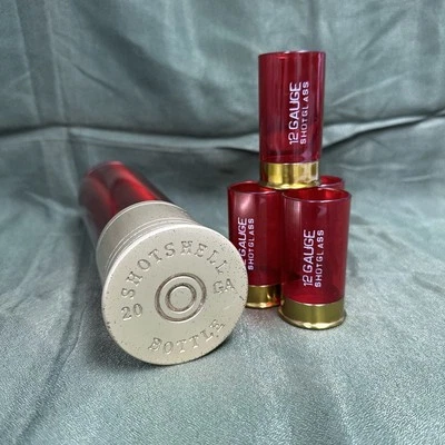 Botella térmica Shotshell calibre 12 con 4 vasos de chupito rojo y dorado Foto 1 de 4