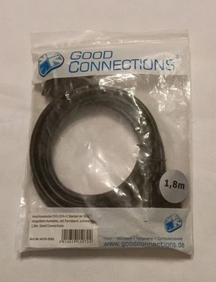 Anschlusskabel DVI D24 + 1 Stecker an Stecker schwarz vergoldete Kontakte 1,8m - Bild 1 von 4