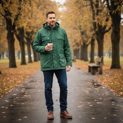 Lands' End Field Jacket Mens XXL Green Hooded Utility Outdoors Waterproof - Image 1 of 4