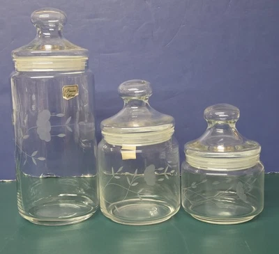 Tarros de latas Princess House Heritage con junta y tapas #068 juego de 3 piezas 2 con etiquetas Foto 1 de 4