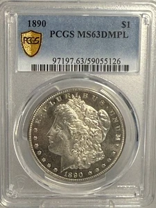 1890 P Pre 21 Morgan dollaro d'argento PCGS MS-63 DMPL - Foto 1 di 5