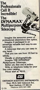 1978 Vintage Print Ad Criterion Scientific Instruments CSi The Dynamax Telescope - Picture 1 of 2