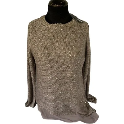 Apt 9 Sweater Knit Womens NWT Pullover Brown W/Sparkles Lined New M - Image 1 of 4