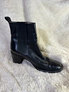 Ann Taylor schwarze Leder Stiefeletten Größe 7 Made in Italy - Bild 1 von 16