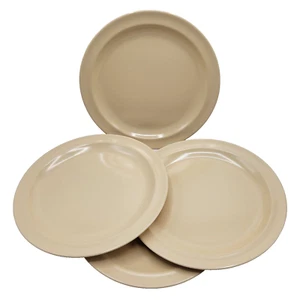 Adcraft Melamine Heavy Duty Dinner Plate Bar Restaurant Ware MCM Set of 4 Beige - Picture 1 of 8