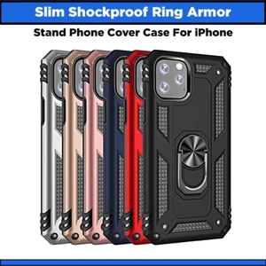 Slim Shockproof Ring Armor Stand Case Cover for iPhone 15 15 Pro 15 Pro Max - Picture 1 of 5