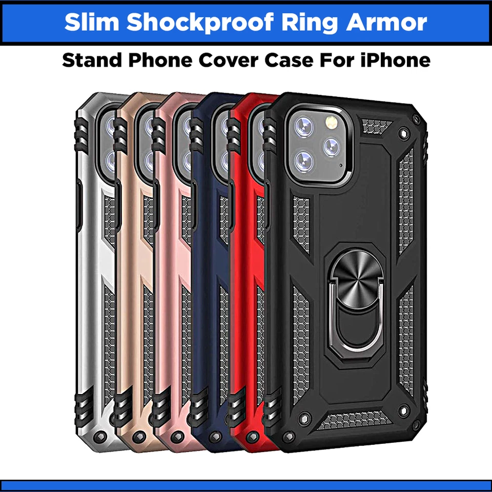 Slim Shockproof Ring Armor Stand Case Cover for iPhone 15 15 Pro 15 Pro Max - Image 1 of 1