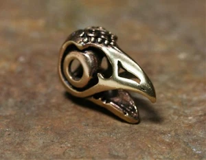 Haarschmuck Haarperle Rabe Bronze Perle + Gummi Bartschmuck Rabenkopf Wikinger - Bild 1 von 5