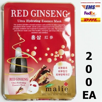 200pcs MALIE RED GINSENG Face Mask Packs Sheet Moisture Nourishing EXPRESS SHIP - Image 1 of 4
