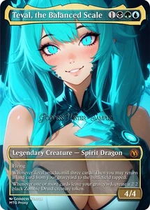 MTG - Teval, the Balanced Scale - Fanart Borderless Style - EDH / Playtest - Picture 1 of 3