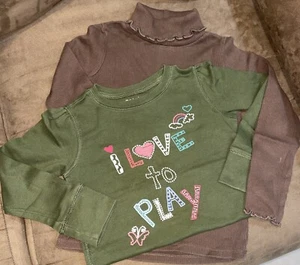 GIRLS I LOVE TO PLAY LONG SLEEVE T BABY GAP & 5/6 TURTLENECK BROWN - Picture 1 of 4