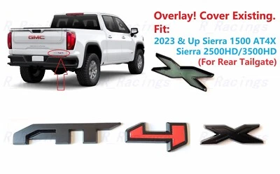 1Шт задний матовый черный красный AT4X наложение эмблема 2022 + GMC Sierra 1500 2500HD 3500HD - Изображение 1 из 4