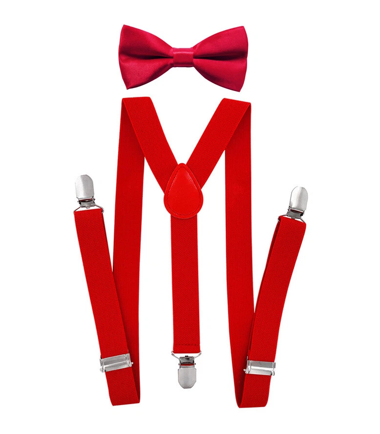 axy® Bretelle Ragazzo con Papillon 7-12 Anni Forma a Y Larghezza 2,5cm -3 Clip Bambini - Immagine 1 di 1