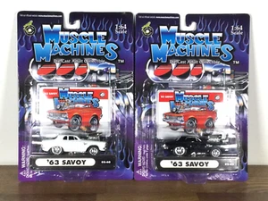 Muscle Machines Lot 2 '63 Plymouth Savoy #02-62 & 02-68 Die Cast 1/64 Scale - Picture 1 of 7