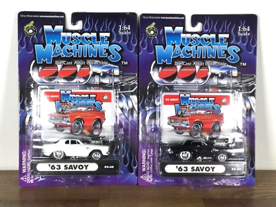 Muscle Machines Lot 2 '63 Plymouth Savoy #02-62 & 02-68 Die Cast 1/64 Scale - Image 1 of 4