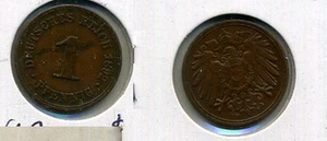 1892 F GERMANY 1 PFENNING COIN VF 7192C - Picture 1 of 1