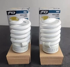 (2 Pack) TCP 27-Watt T4 CFL Full Spring Spiral Light Bulb E26 Base 4892730K - Picture 1 of 17