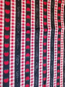 Vntg Sewing Fabric Traditions Childs Novelty ABC Apple Gingham Stripe 21.5x45" - Picture 1 of 6