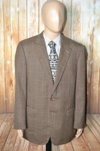 Samuelsohn Men Check Wool Multicolor 2 Front Button Sports Coat Sz 44TL - Picture 1 of 14