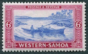 WESTERN SAMOA 1952 6d SG224 mint MH FG Bonito Fishing Canoe #A01 - Picture 1 of 1