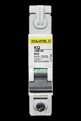 SQUARE D 16 AMP CURVE B 10kA MCB CIRCUIT BREAKER KQ 10B116 - Image 1 of 4