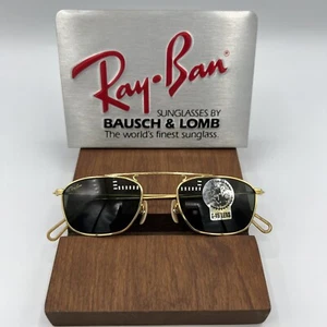 Nuevo Antiguo Stock RAY BAN B&L CUADRADO 46mm GAFAS DE SOL W2001 Alambre Dorado ARISTA MARCO - Imagen 1 de 9