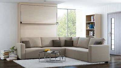 Schrankbett Wandbett mit Sofa Ecke Leggio Linea STD-STD 120 x 200cm Mainau Birke - Bild 1 von 4