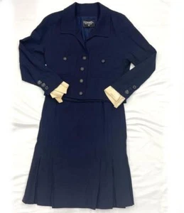 CHANEL Navy Womens Suit Set with Gold Button Authentic Japanese Item Good - Picture 1 of 10