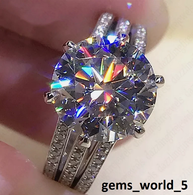 Certified GRA VVS Moissanite Diamond Round Cut 925 Sterling Silver Ring Gemstone Foto 1 de 1