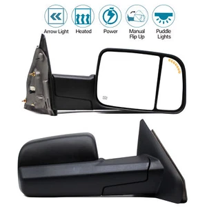Towing Mirrors Power Heated For 02-08 Dodge Ram 1500 2003-09 Ram 2500/3500 LH+RH - Picture 1 of 12