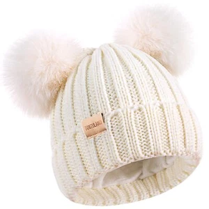 Kids Winter Beanie Hat Warm Ski Caps with Pompom Fleece Lined Children's Knit... - Picture 1 of 7