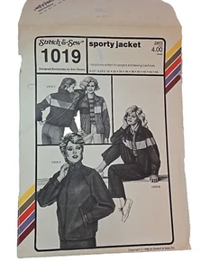 Stretch & Sew #1019 Misses Sport Athletic Jacket Coat Pattern sz 30" - 46" UNCUT - Picture 1 of 5