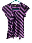 Bell Du Jour Tunic Top Girls L Purple and Black Striped Cap Sleeve