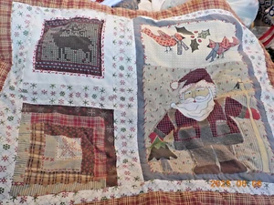Vintage Set of 2 large Winter Wonderland quilt style bed pillow shams 24" x 30" - Picture 1 of 7