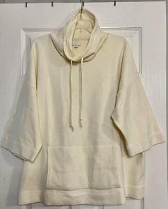 Sudadera Pure Jill Mujer XL Pequeña Crema Cordón Capucha Cuello Bolsillo - Imagen 1 de 3