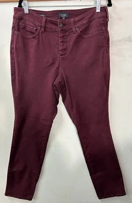 Calça jeans feminina NYDJ Not Your Daughter 12 Ami skinny boi borgonha vermelho sangue - Imagem 1 de 4