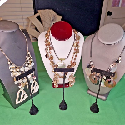 Natural Shell Abalone Necklaces Pierced Earrings MOP Dyed Faux Pearl Stone Lot 7 - Image 1 of 4