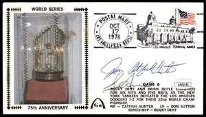 Catfish Hunter & Bucky Dent Dual Signed FDC JSA AUTOS 1978 WS Cachet Yankees - Picture 1 of 3