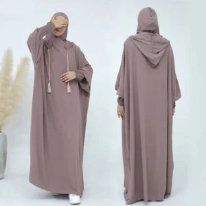 Muslim Islamic Women Hooded Abaya Dress Traditional Prayer Robe Ramadan Clothes - Picture 1 of 37