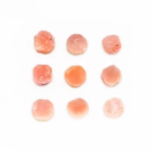 Natural Pink Opal 8 mm to 10 mm Rough Raw Crystal Gemstone Flat Back Round Druzy - Picture 1 of 6