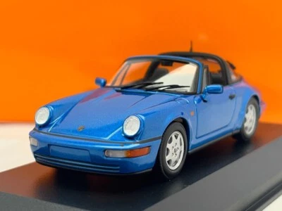 1991 Porsche 911 Carrera 2 Targa Metallic Blue 1/43 Diecast Model Car Minichamps - Image 1 of 4