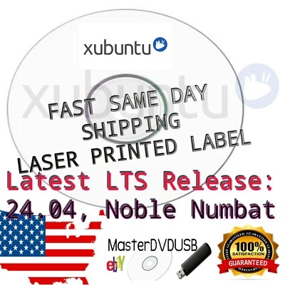 Xubuntu Último 24.04 LTS (2024), Noble Numbat DVD Envío el mismo día Vendedor de EE. UU. Foto 1 de 4